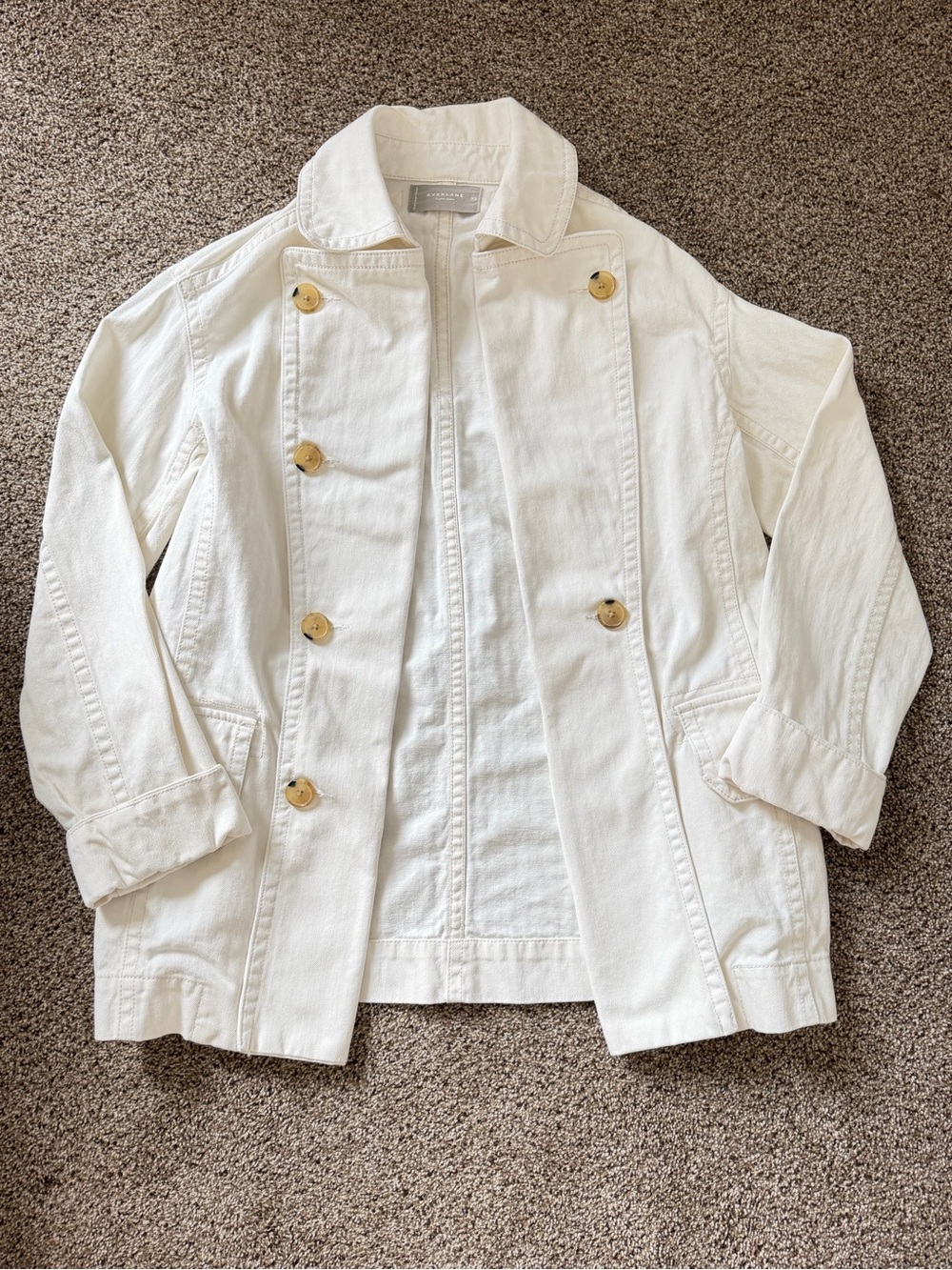 Everlane White Double-Breasted Jean Jacket
